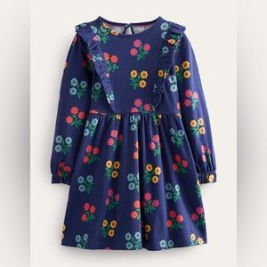 Mini Boden navy floral long sleeve dress 2-3Y